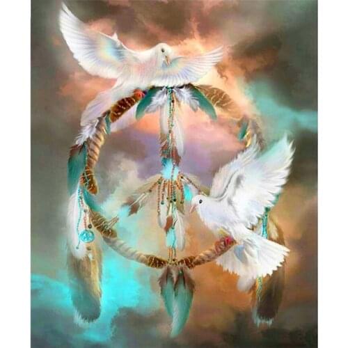 Full 5D DIY Diamond Painting Indian Dream catcher Cross-Stitch Diamond Embroidery Pigeon feather Mosaic Home Decor YG1139