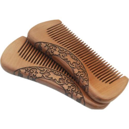 Fine Carved Mahogany Double Wooden Comb Sandalwood Super Narrow Tooth Wood Combs No Static Lice Beard Comb Hair Styling Tool 1pc