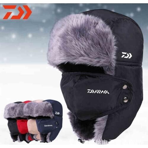 DAIWA Fishing Hat Winter Men Outdoor Windproof Thickened Warm Ear Caps Cycling Breathable Cold Hat Women Ski Warm Hat