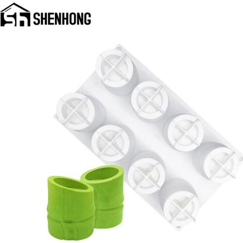 SHENHONG Bamboo Cup Shape Silicone Cake Mold Mousse Jelly Baking Tools French Dessert Pastry Tray Chocolate Cupcake Mould