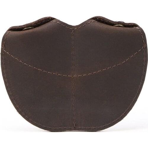 Crazy Horse Cowhide Leather Retro Earphone Organizer Wrap Portable Storage Bag Coin Bag Headphone Data Chaging Cable Winder