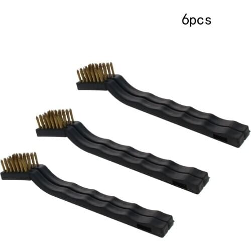 Utoolmart 2/3/6pcs Copper Plated Steel Wire Tooth Brush Black Handle 170mm Length 12mm Width 14mm Height Brush For Cleaning