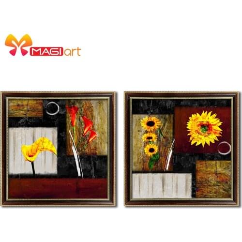 Cross stitch kits Embroidery needlework sets 11CT water soluble canvas patterns 14CT Mordern style abstract flowers-NCMF143