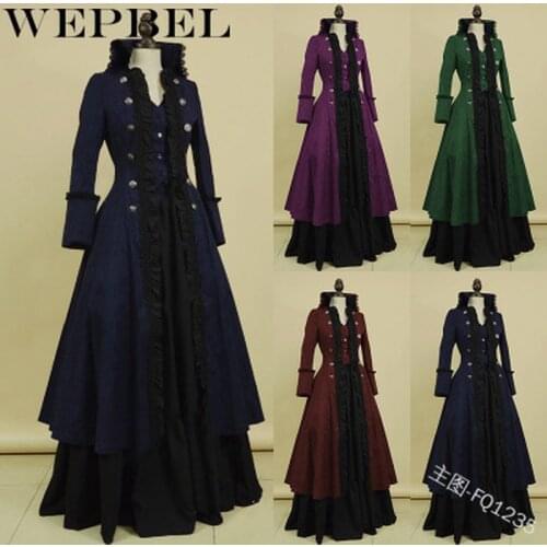 WEPBEL Renaissance Gown Medieval Vintage Women Gothic Retro Floor Length Dress Victorian Ball Gowns Dress Cosplay Costume