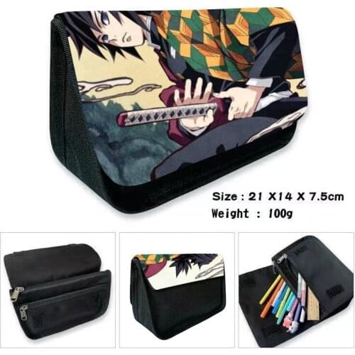 Japanese Anime Demon Slayer Kamado Tanjirou Kamado Nezuko Cosmetic Case Pencil Bag Boy School Supplies Kids Stationery Bags Gift