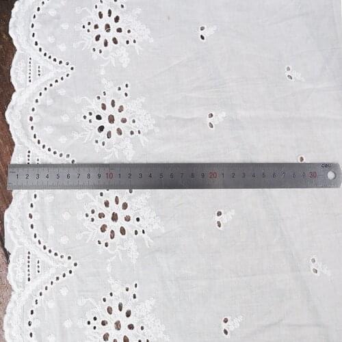 White Flower Hollow Lace Cloth Floral Embroidered Womens Summer Cotton Cloth Hollow Lace Fabric