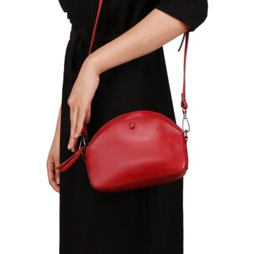 Women Fashion Retro Concise Oil Wax Leather Mini Phone Bag Shoulder Bag Crossbody Bag Shell Bag Office Daily