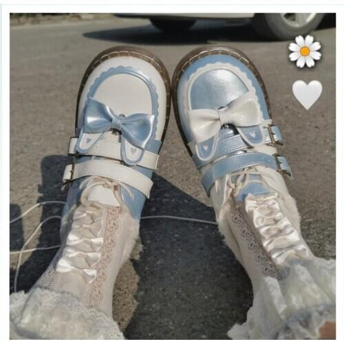 Winter Plush Lolita Shoes Plus Velvet Vintage Round Head Bowknot Buckle Sweet Lolita Shoes Lolita Female 2020 New Anime Girls