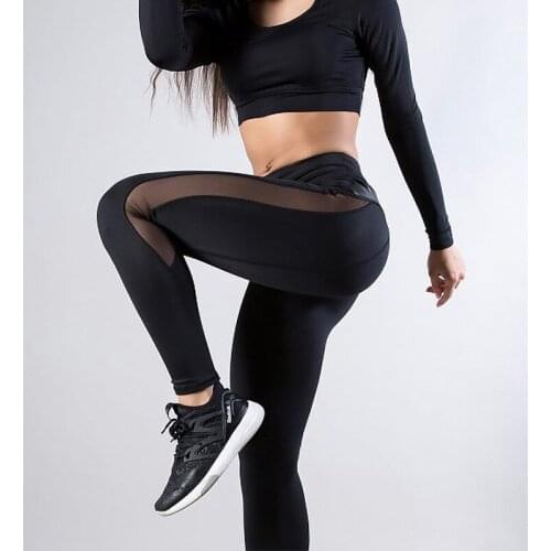 Aiithuug High Waisted Yoga Pants for Women Fitness Running Workout Tummy Control Mesh Leggings Athletic Tights Running Pants