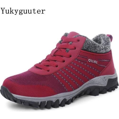 Woman Snow Boots Winter Warm Sport Running Shoes Outdoor Couple Shoes Lightweight Athletic Sneakers Lace Up Women Platform