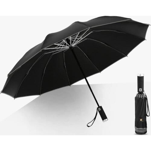 MLGB Automatic Umbrella with Light LED Windproof Umbrella Folding Umbrellas 12K Men Women UV Parasol