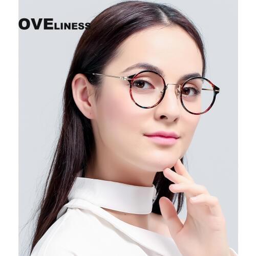 2020 Metal eye glasses frames for womens Eyeglasses Frames Women Optical prescription Round glasses Clear Lens Reading Glasses