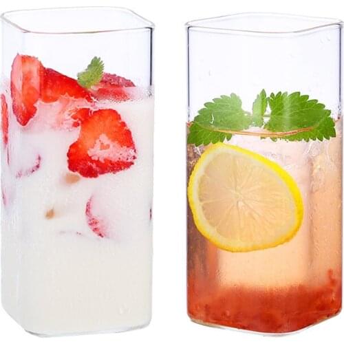 250/390/550ml Lead-Free Crystal Glass Water Cup Square Drinking Coffee Milk Juice Mug Whiskey Wine Beer Cocktails Dessert Glass