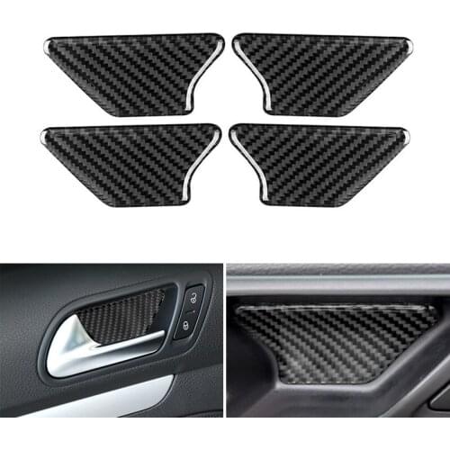 4pcs Car-styling Soft Carbon Fiber Interior Door Handle Bowl Cover Protective Trim For VW Golf 6 MK6 2010 2011 2012 2013