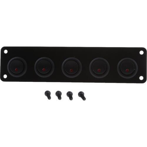 5-Gang Round ON/OFF Rocker Toggle Switch Panel LED Light 12V