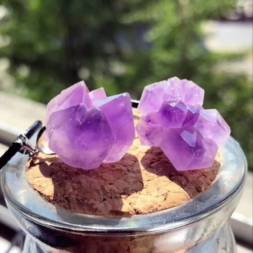 6pcs natural fantasy amethyst pendant reiki healing gem crystal raw stone mineral specimen Christmas gift