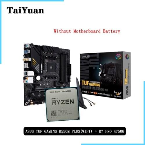 AMD Ryzen 7 4750G R7 4750G CPU + ASUS TUF GAMING B550M PLUS (WI-FI) Motherboard Suit Socket AM4 All new but without cooler