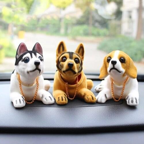 Car Cute Doll Husky Beagle St Bernard Shepherd Shake Head Dog Decoration Car Interior Decoration Creative Gift Tabletop Ornament