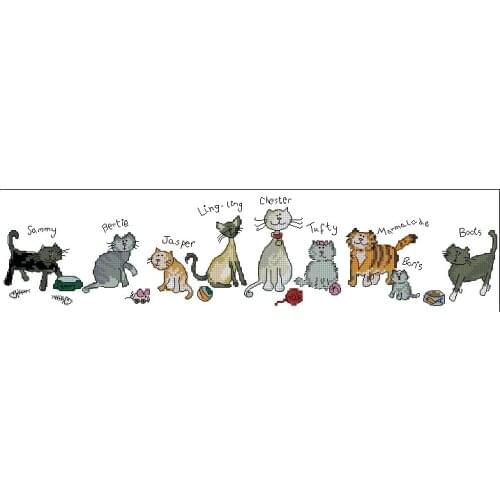 FREE delivery Top Quality cute lovely counted cross stitch kit bothy threads Row of Cats Kitties