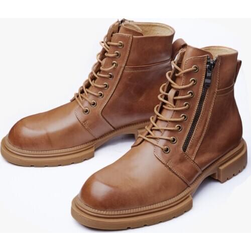 2021 Winter Boots For Men Black Brown Leather Boots For Men 12#22/10d50