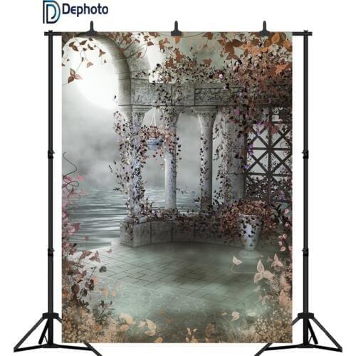 DePhoto Fairy Tales For Children birthday Photography Background Garden palace Lake water backdrop For Newborn studio Photo