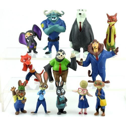 Disney Toys 12pcs/lot 5-8cm Cartoon Movie Zootopia Nick Fox Judy Rabbit Mini PVC Action Figure Model Toys Doll For Kids Gifts