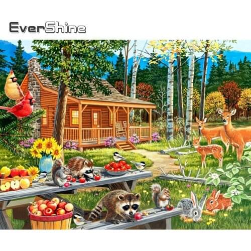 Evershine Diamond Mosaic House DIY Cross Stitch Set Diamond Painting Scenery Picture Of Rhinestone Embroidery Handmade Gift