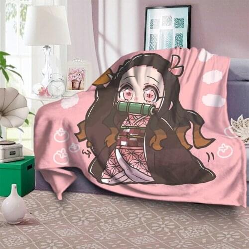 Japanese Style Anime Fleece Blankets for Children Kids Bedding Devils Blade Cartoon Blanket Demon Slayer blanket for Home Decor