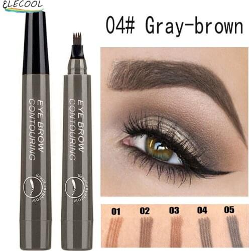 ELECOOL 4 Points Eyebrow Pen 5 Colors Liquid Brow Pencil Cosmetic Brown Microblading Eyebrow Pencil Waterproof Eye Brow Tattoo