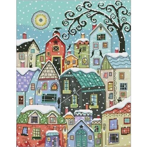Snowy evening patterns Counted Cross Stitch 11CT 14CT 18CT DIY Chinese Cross Stitch Kits Embroidery Needlework Sets