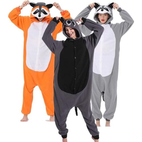 Men Raccoon Kigurumi Pajamas Adults Onesies For Women One-Piece Bodysuit Sleepwear Christmas Halloween Cosplay Costume XXL Onsie