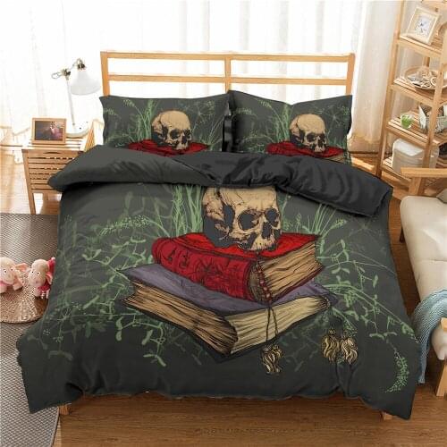 Books Skeleton Bedding Set Fashion Modern 3D Print Comforter Luxury Queen King Single Size Duvet Cover Set Home Textile Decor