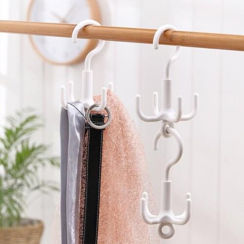 Household rotatable 4-claw hook simple hanging bag scarf hanger wardrobe can be superimposed with slipper rack Organizer