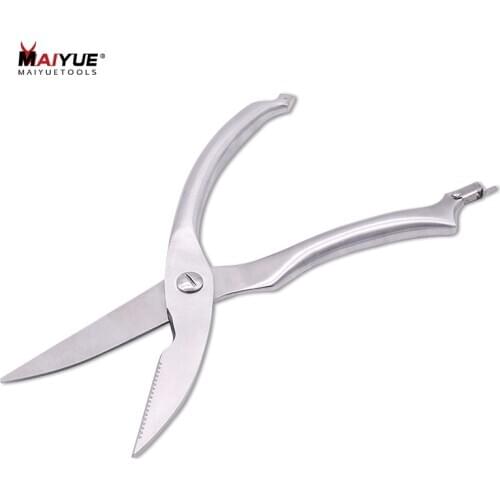 MAIYUE Stainless Chicken Bone Scissor Meat scissors Food Scissors Utility Shears Duck Cut Spring Loaded Professional Shears