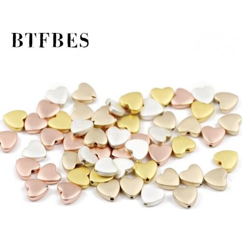 BTFBES Matte Gold Silvers Peach heart Natural Hematite Stone Spacer Loose Beads 8mm For Jewelry Accessories Making Diy bracelet
