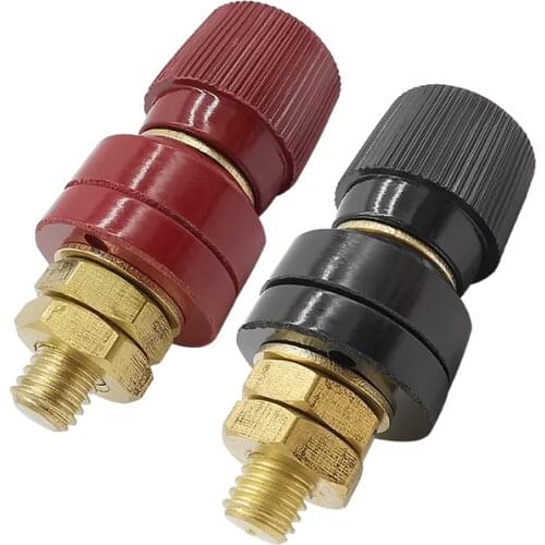 Red & Black Plastic Shell M8 Copper Binding Post Connector 555 Type 8mm Male Plug 200A High Current Cable Wiring Terminals