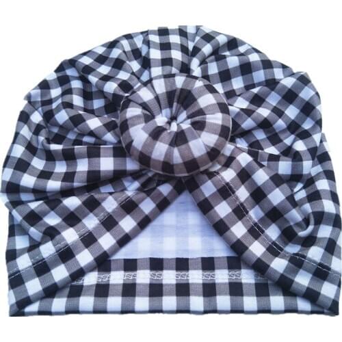 Fashion Donut Baby Hat Cotton Elastic Beanie Cap Newborn Baby Plaided Striped Hat Turban Infant Hats Hair Accessories