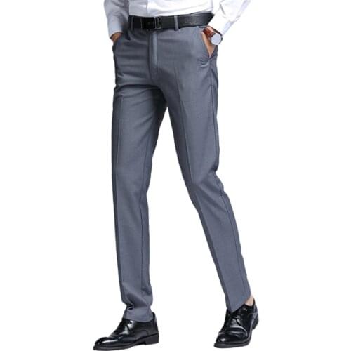 Men Pants Solid Color Slim Straight Trousers Solid Color Slim Clothing for Business