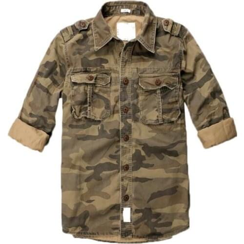 Mens Tops Mens Clothing Camouflage Shirts Men Military Shirt Long Sleeve Jackets Camouflage Uniform Desert Jungle