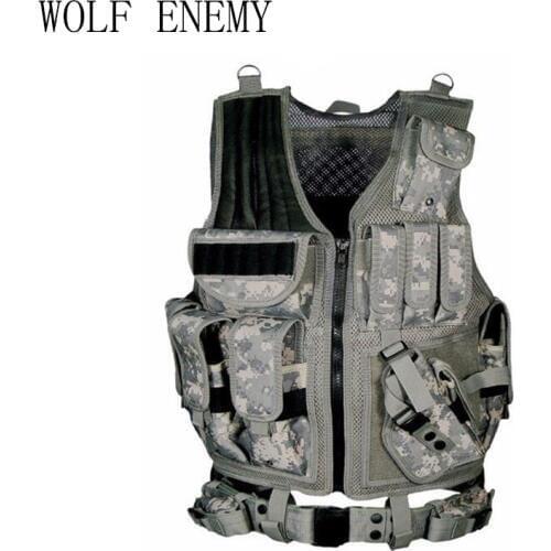 Mens Military Tactical Vest Army Hunting Molle Airsoft Vest Outdoor Body Armor Swat Combat Painball Black Vest for Men