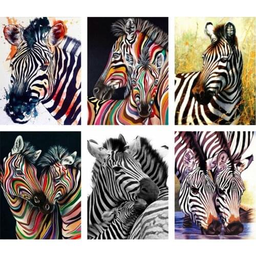 Diamond Painting Kits Zebra Rhinestone Full Round With AB Drill Pictures Animals Embroidery 5D DIY Crafts Home Decoration Gift