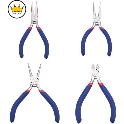 Jewelry Pliers Set Side Cutting Round Nose Bent Nose Long Chain Nose Pliers Ferronickel Carbon-Hardened Steel For Jewelry Making