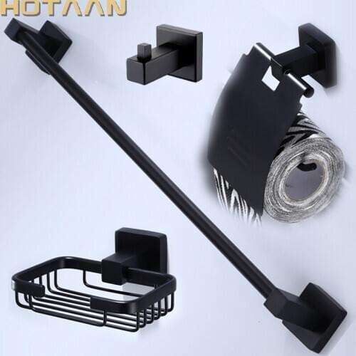 Stainless Steel Black Bathroom Accessories Set,Robe hook,Paper Holder,Towel Bar,Soap Basket,bathroom sets,YT-10700H-B