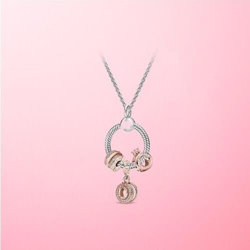 New 100% 925 Sterling Silver Charm Hand-painted rose gold heart red lip ball pendant o Pan necklace for girlfriend