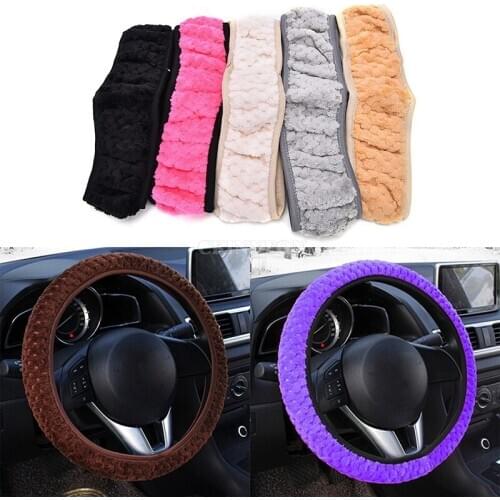 50Pcs/Lot New Plush Car Steering Wheel Cover Winter Warm Auto Interior Accessories