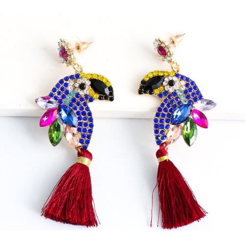Wholesale Rainbow Acrylic Long Tassel Earrings Za 2021 Boho Women Design Rhinestone Drop Earrings Jewelry Accessories Shipping