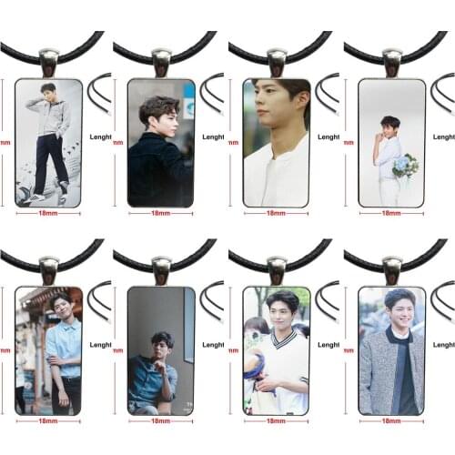 Park Bo Gum For Women Gifts Boy Glass Cabochon Choker Pendant Rectangle Necklace Steel Color Jewelry