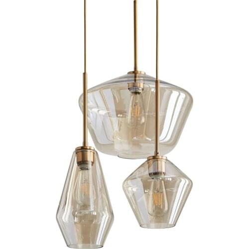 Nordic Modern Minimalist Staircase Restaurant Bar Shop Living Room Industrial Style Champagne Glass Pendant Lamps E27