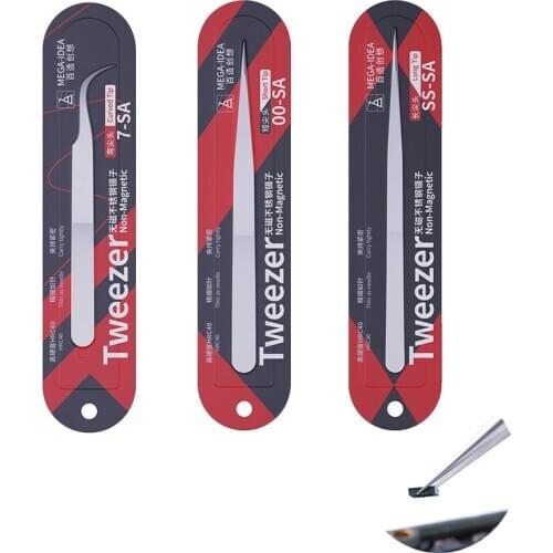 QIANLI MEGA-IDEA Nonmagnetic Stainless Steel Tweezers High hardness Mobile Phone Repair Mainboard Flying Wire Clamping Tools