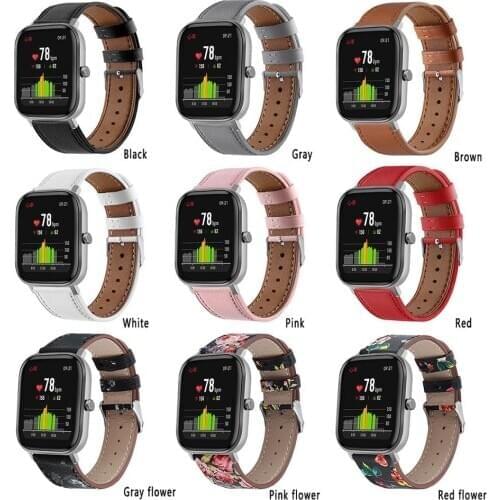 Genuine Leather Strap For Huami Amazfit GTS Smart Watch 2019 breathable Floral Band adjustable Flower Slim Replacement Wristband
